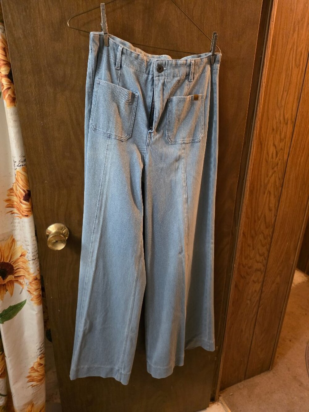Halara Flex High Waisted Wide Leg Jeans W/Pockets Azure Blue Denim M Tall